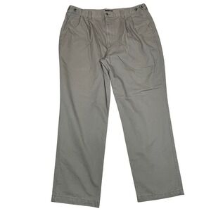 Dockers Mens 42x32 (Fits 40x31.5) Pleated Chino Pants Khaki Side Elastic Cotton